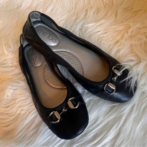 ME TOO - LIMBO Black Ballerina Flats Silver Hardware Sz 7